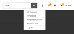 Options under “My account”