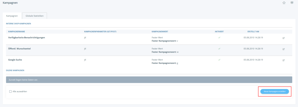 Neue Kampagne in JTL-Shop erstellen