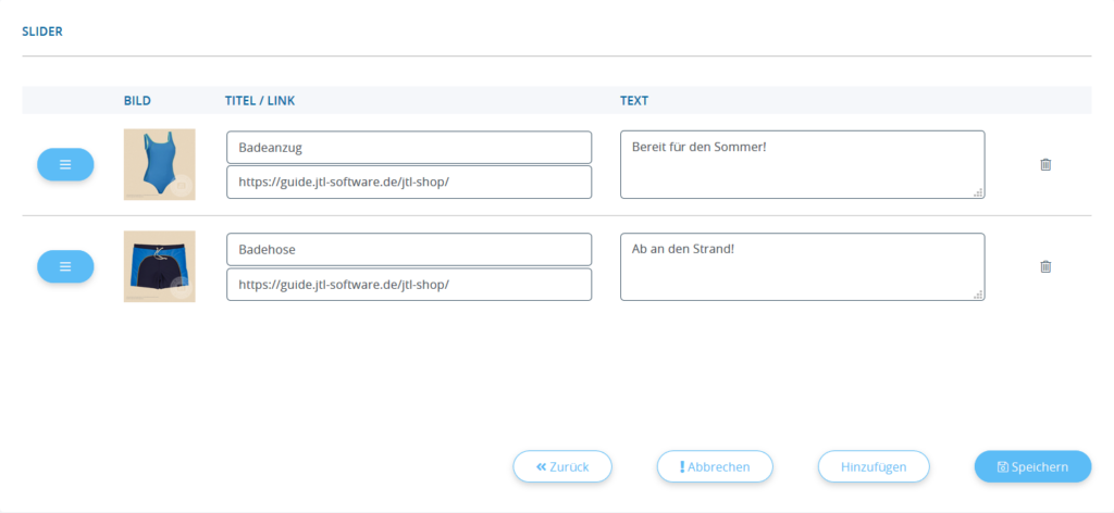 Bearbeiten neu angelegter Slides für Slider in JTL-Shop 5