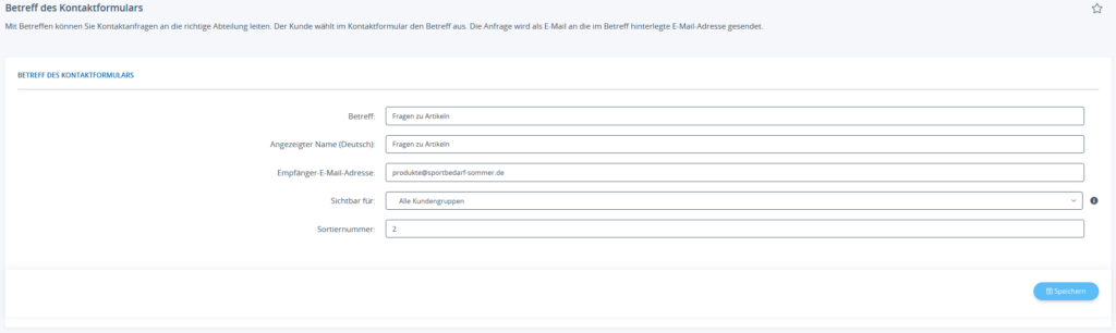 Anlegen eines neuen Betreffs für das Kontaktformular in JTL-Shop 5