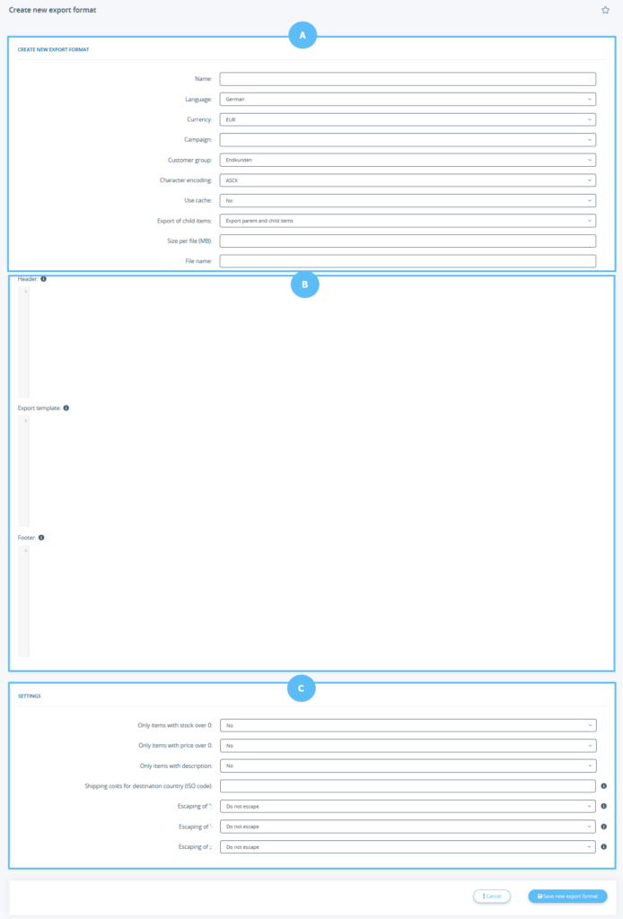 Creating new export formats in JTL-Shop