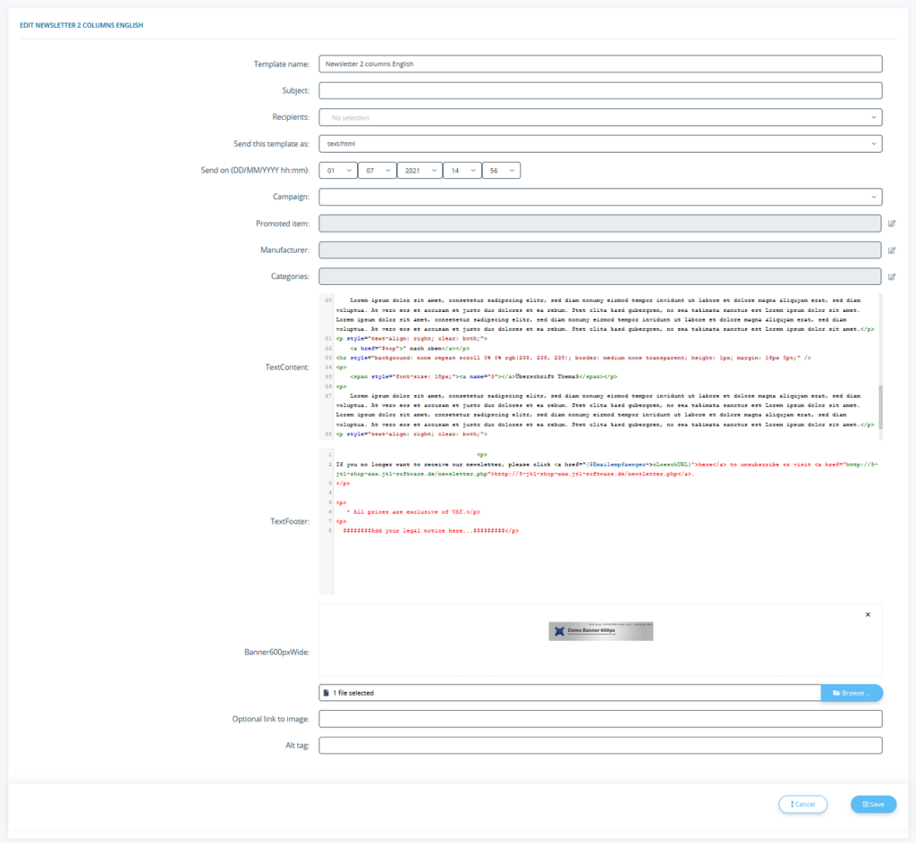 Creating custom templates for a newsletter