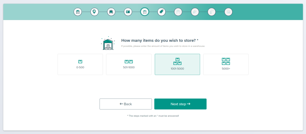 Fulfillment Matchmaker Step 5 Number of items