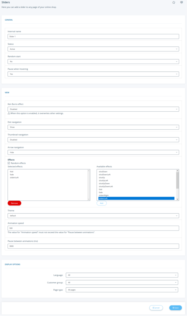 Creating and editing a slider for JTL-Shop 5