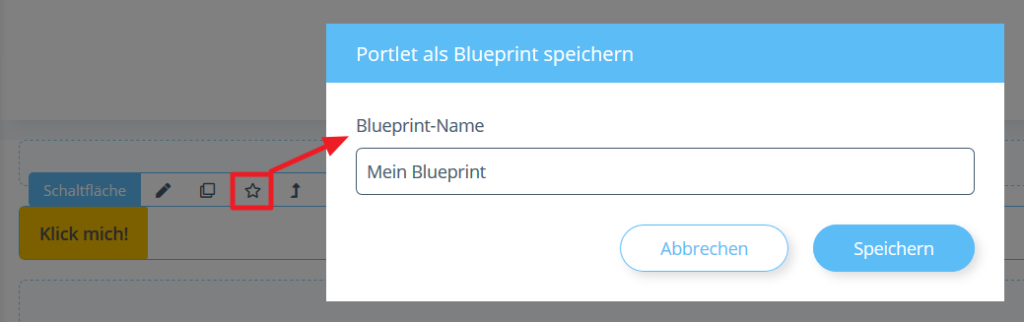 Portlet als Blueprint speichern