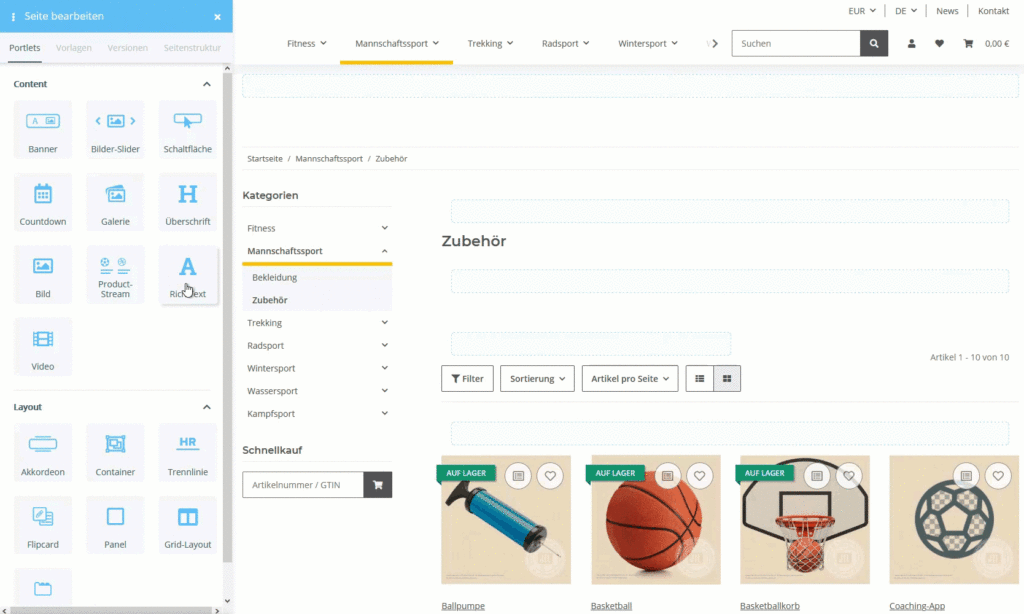 Portlet für den OnPage Composer einfügen