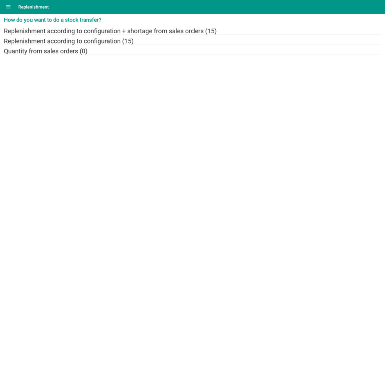 Wms Mobile Items Replenishment area 006 Replenishment configuration