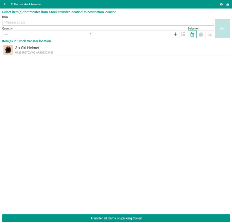 Wms Mobile Items Replenishment area 009 Collective stock transfer