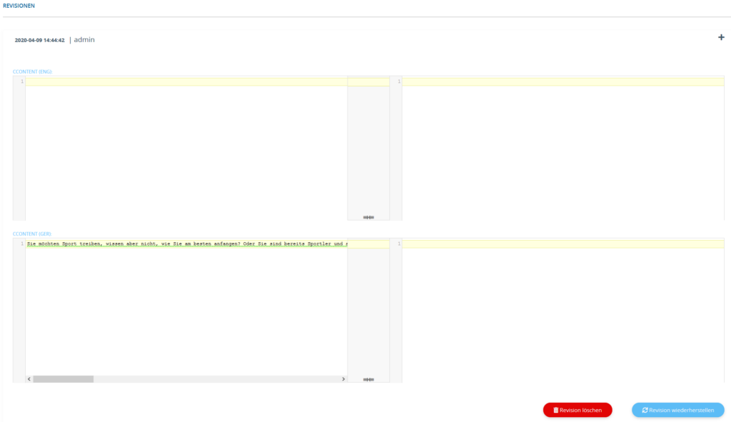 Inhaltsvergleich einer alten und einer neuen eigenen Seite in JTL-Shop 5