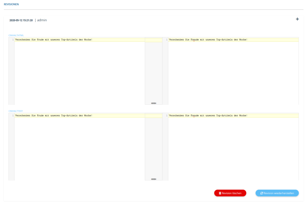 Gegenüberstellung der neuen und alten Version einer E-Mail-Vorlage in JTL-Shop 5
