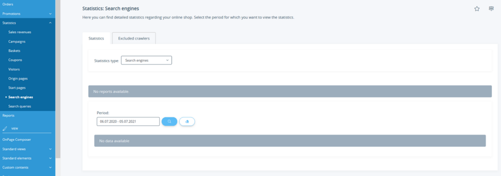 Search engine statistics in JTL-Shop