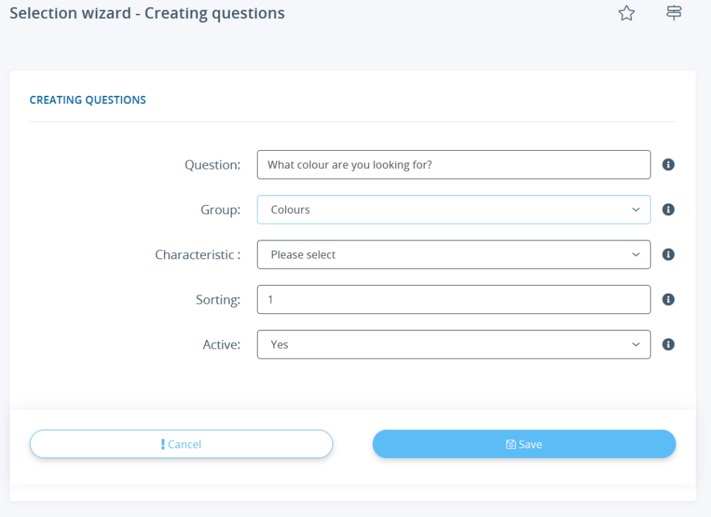 Creating a question for the Selection wizard in JTL-Shop