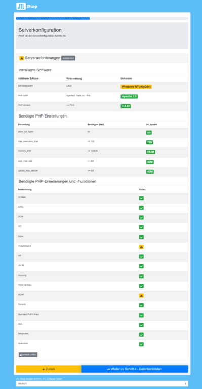 Serverkonfiguration für JTL-Shop prüfen