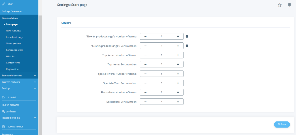 Customising the boxes and items displayed on the start page of JTL-Shop 5