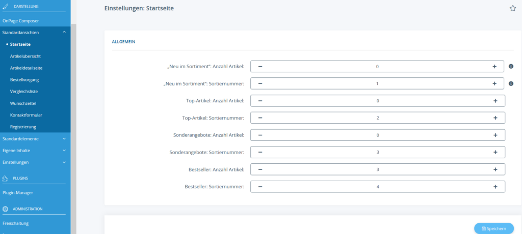 Anpassen der auf der Startseite von JTL-Shop 5 angezeigten Boxen und Artikel