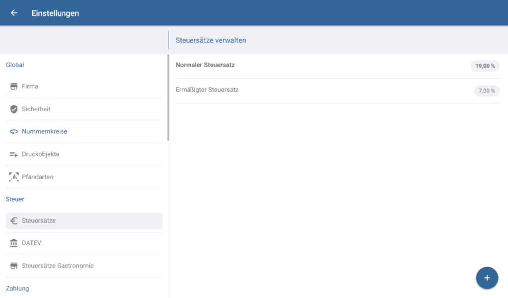 Steuersätze verwalten in JTL-POS