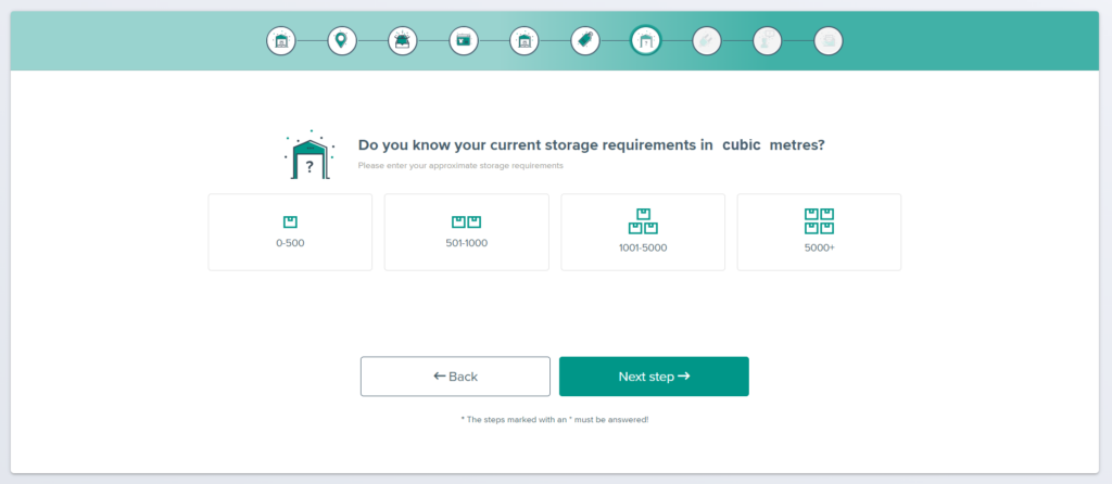 Fulfillment Matchmaker Step 7 Storage requirements
