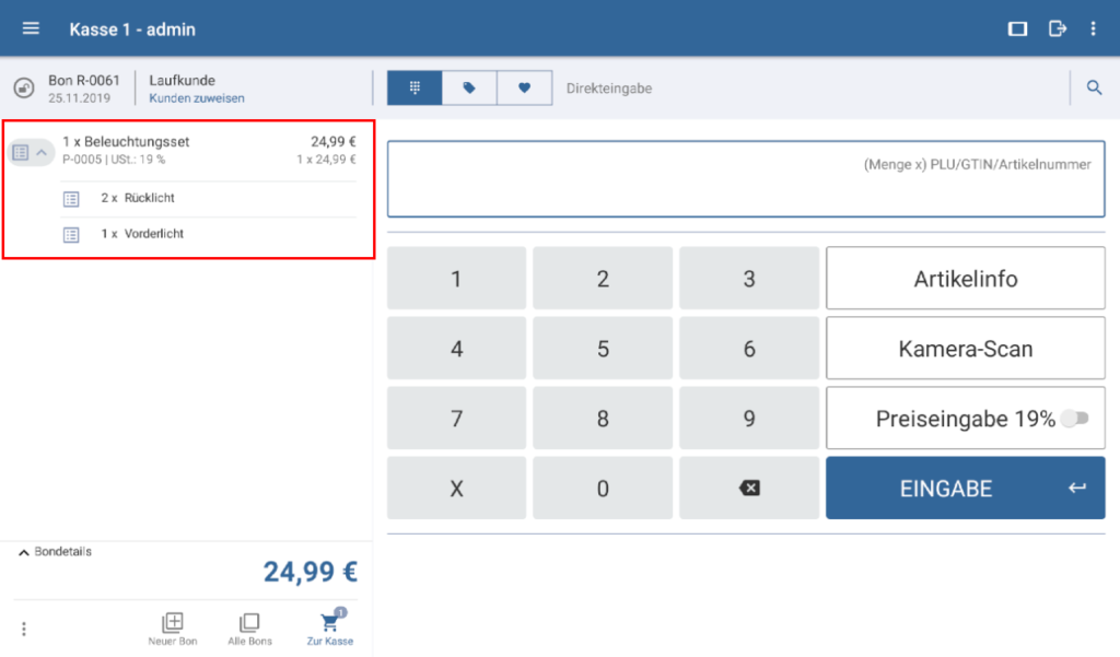 Stückliste auf Bon in JTL-POS
