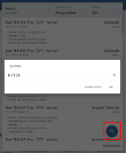 Suche im Protokoll in JTL-POS
