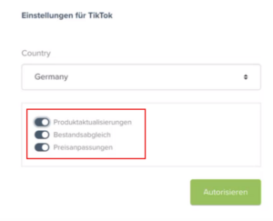Tiktok Abgleichoptionen Signup Jtl Eazyauction
