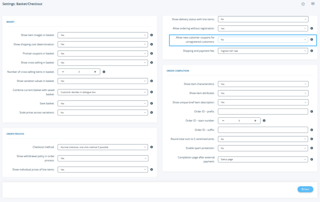Allow new customer coupons for unregistered customers