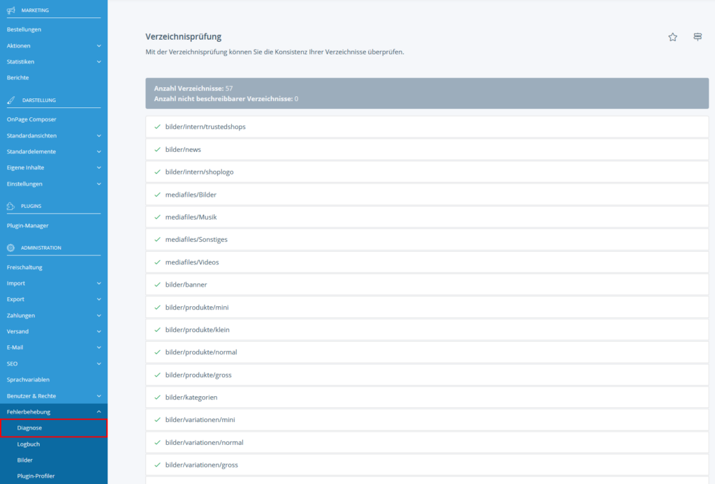 Verzeichnisrechte in JTL-Shop überprüfen