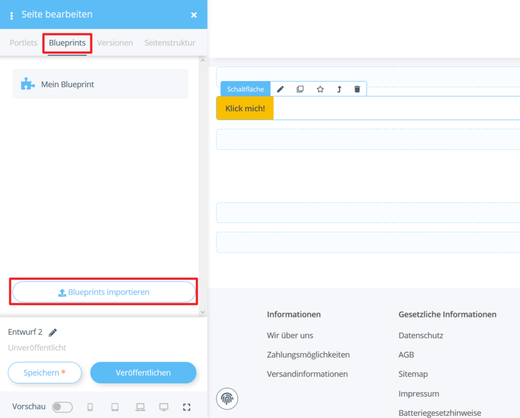 Vorlage für ein eigenes Portlet importieren