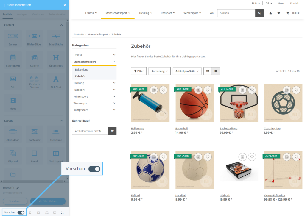 Vorschau im OPC anzeigen
