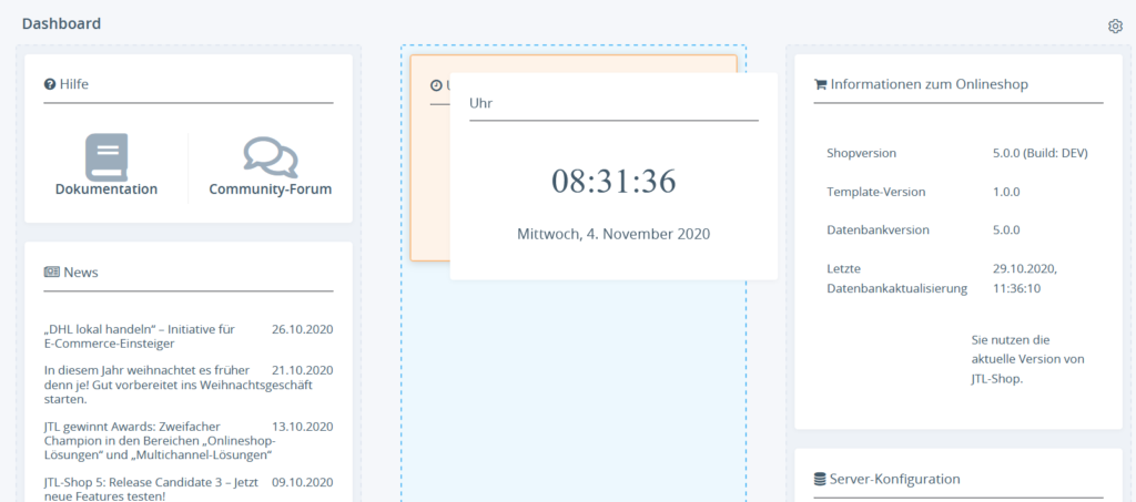 Widgets mit Drag and Drop neu positionieren