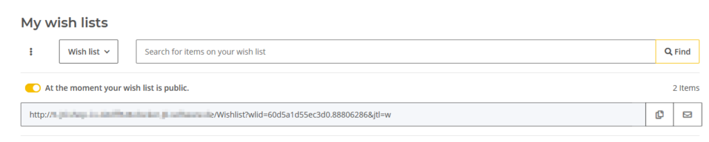 Wish list made public in JTL-Shop