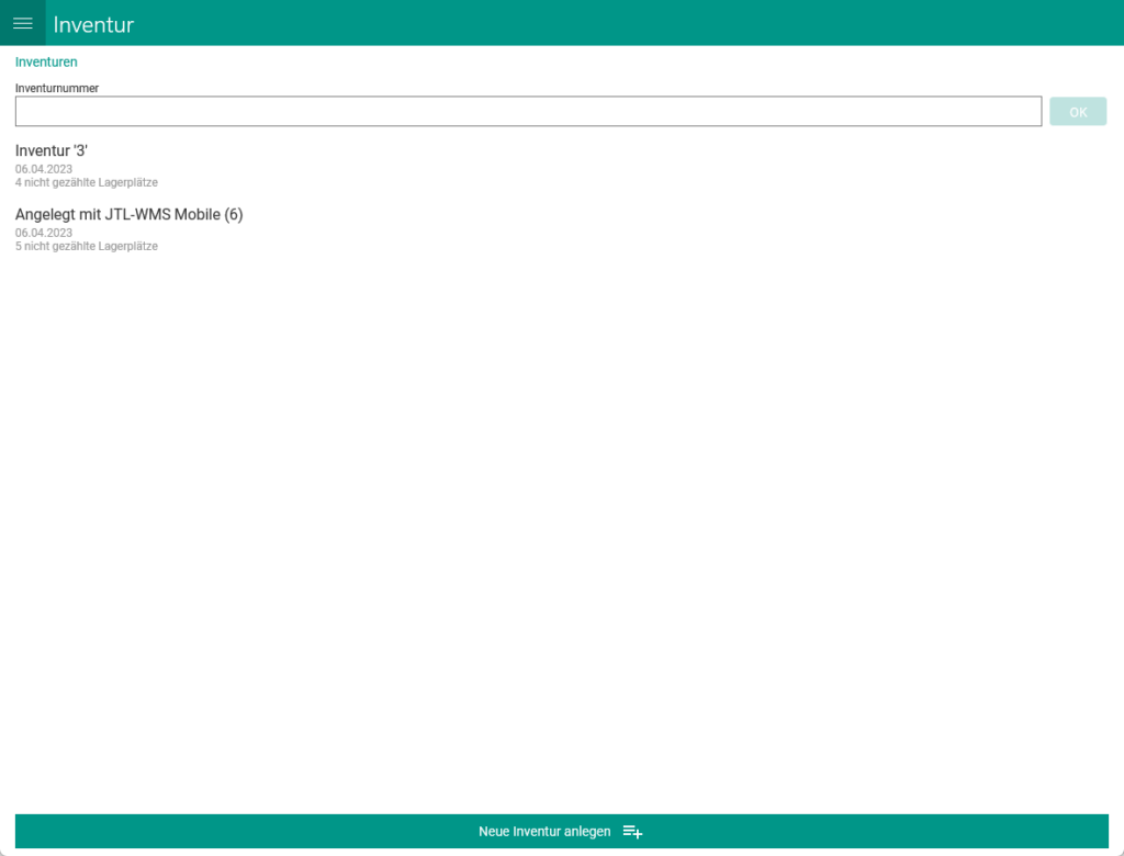 Wms Mobile Inventur 010 Inventur Anlegen