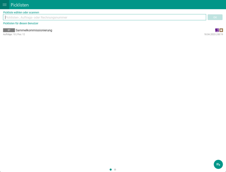 Wms Mobile Sammelkommissionierung 002 Picklistenauswahl