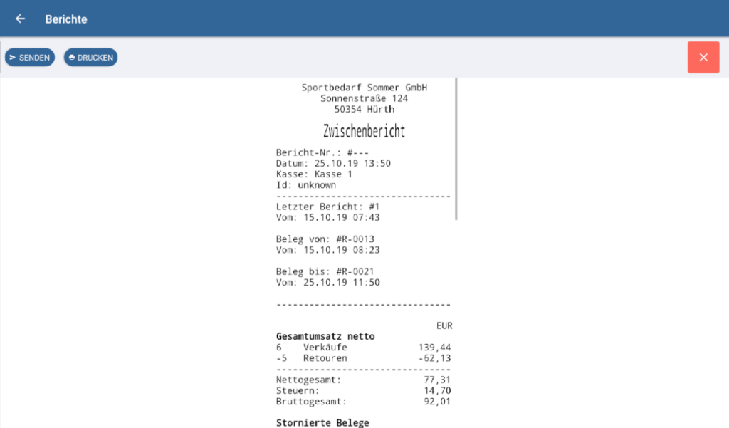 Zwischenbericht in JTL-POS